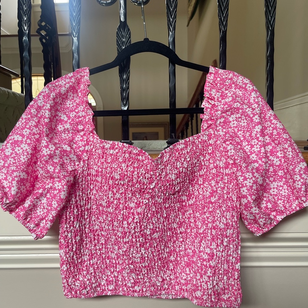 pink floral shein blouse